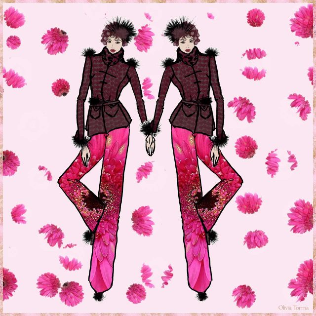 Gerbera Inspired Flared Pants Outfit by Olivia Torma Couture